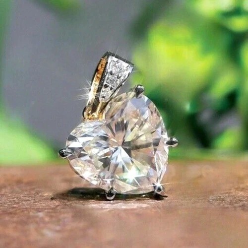 RARE 7 Ct Certified White Treated Diamond Solitaire Pendant in 925 Silver