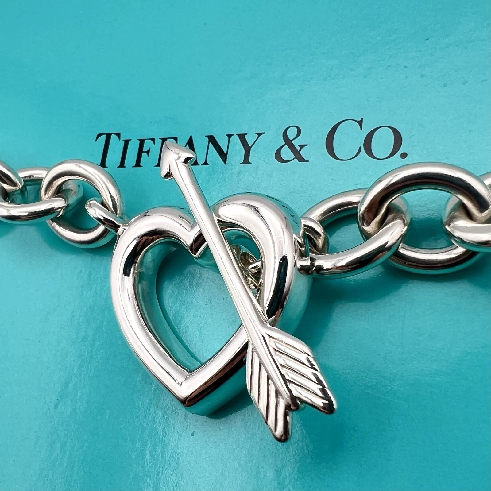 Tiffany & Co. Rare Heart Arrow Toggle Chain Necklace Silver 925 Italy 72.7g
