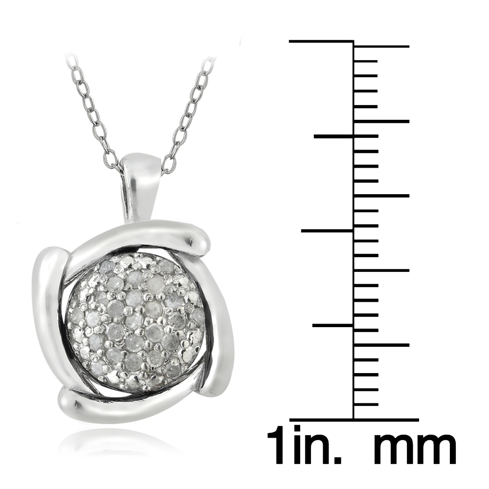 925 Sterling Silver 1/4ct Diamond Round Swirl Necklace, 18″