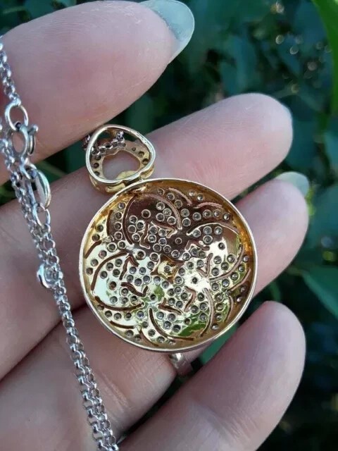 2.0Ct Round Cut Real Moissanite Art Deco Cluster Pendant 14K Yellow Gold Plated