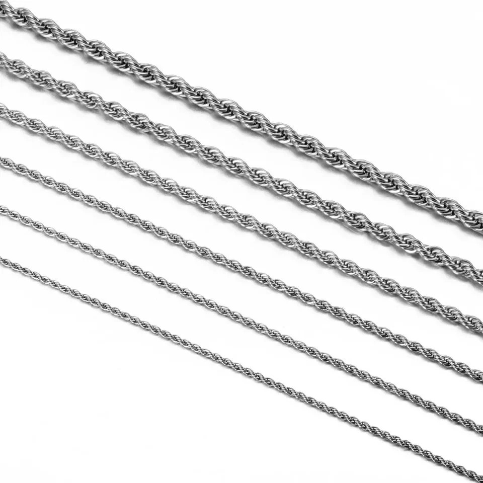 Rope Chain Necklace 925 Sterling Silver 2mm 3mm 4mm Men Classic Lobster Jewelry
