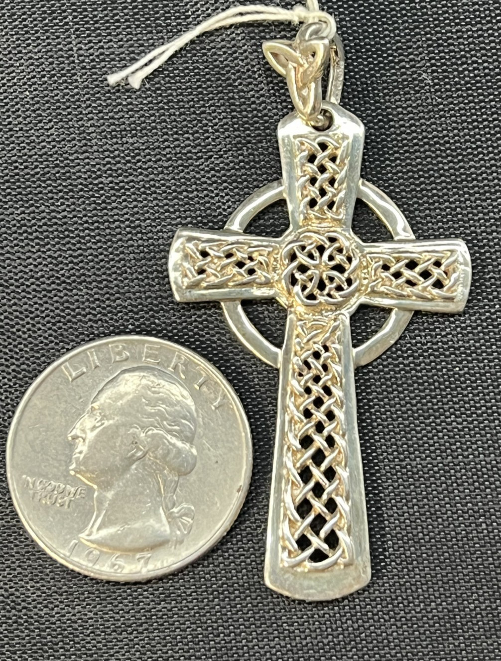 Sterling Silver 925 Irish Celtic Knot Cross Pendant Ireland Openwork 2.25″ Long