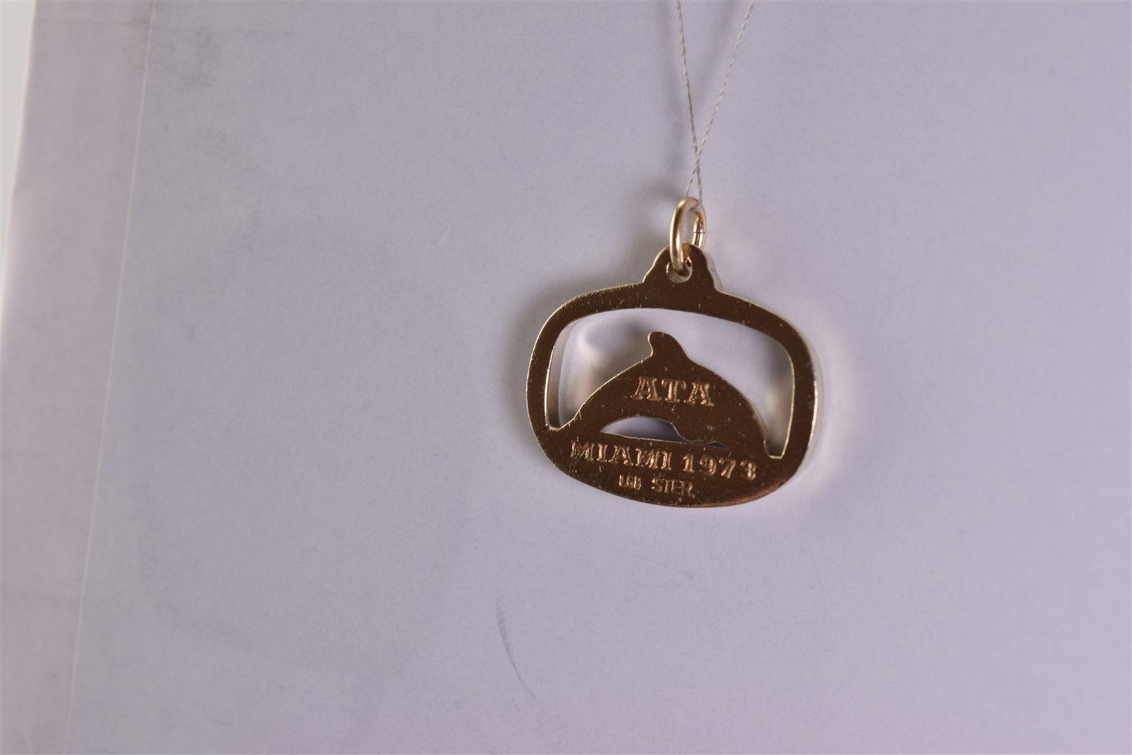 Vintage LGB Gold Sterling Silver 16mm x 22mm 1973 Dolphin ATA Miami 925 Pendant