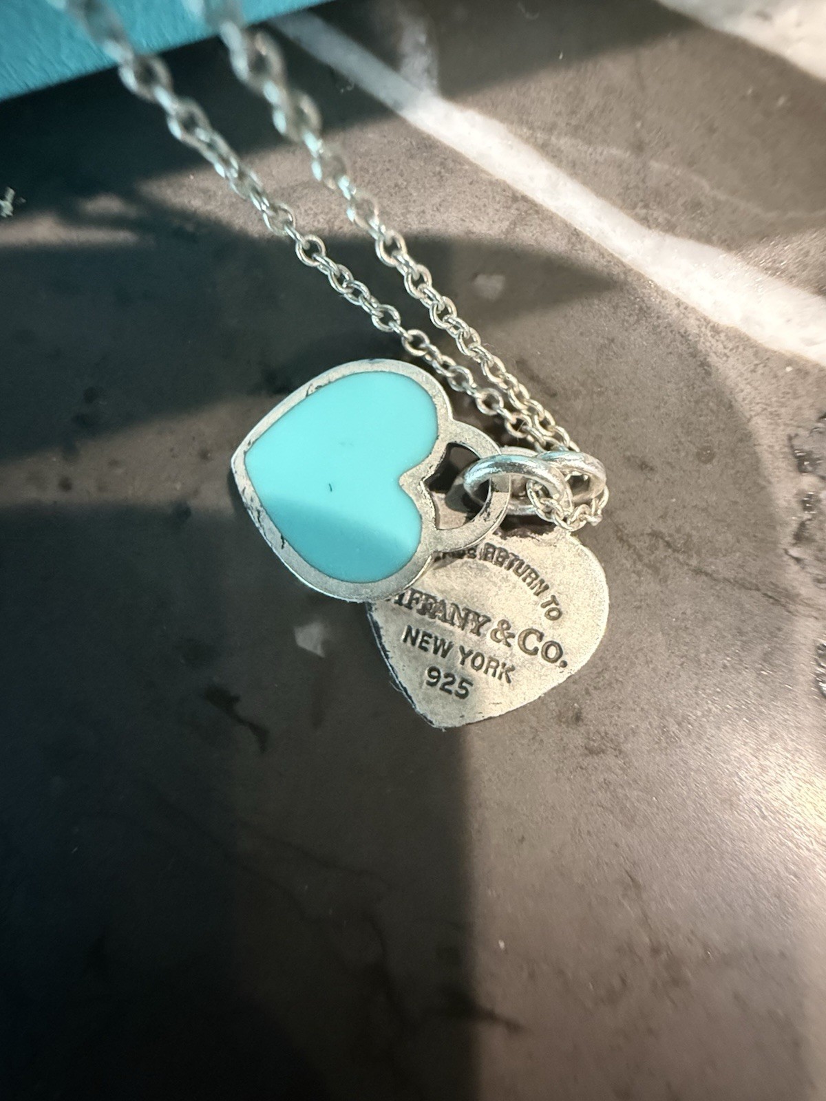 AUTHENTIC Return to Tiffany Double Heart Tag Pendant in Silver, Mini