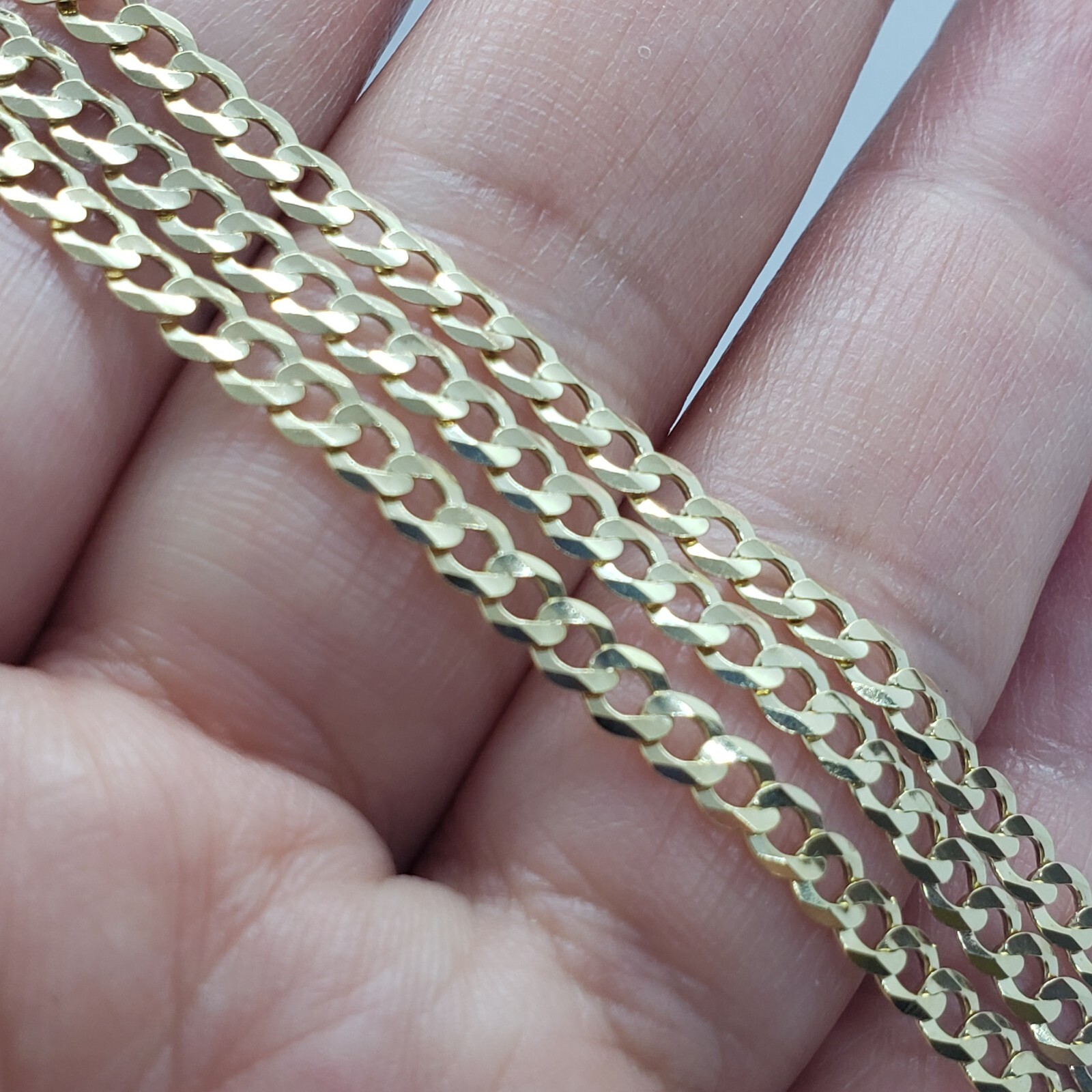 10K Yellow Gold Solid Cuban Link Chain Curb Necklace Bracelet 1.8mm-4mm, 7″~30″