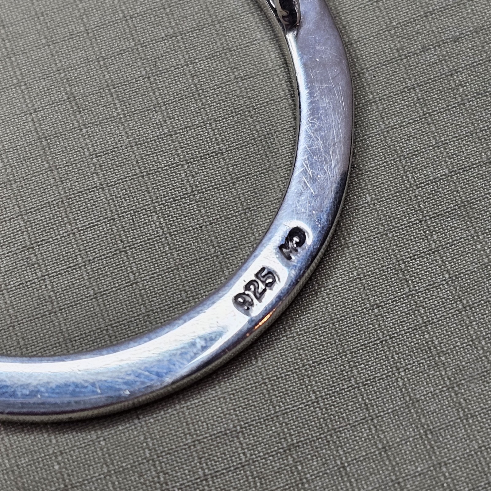 925 Sterling Silver Marcasite Circle Pendant Slide Necklace – 4.5g