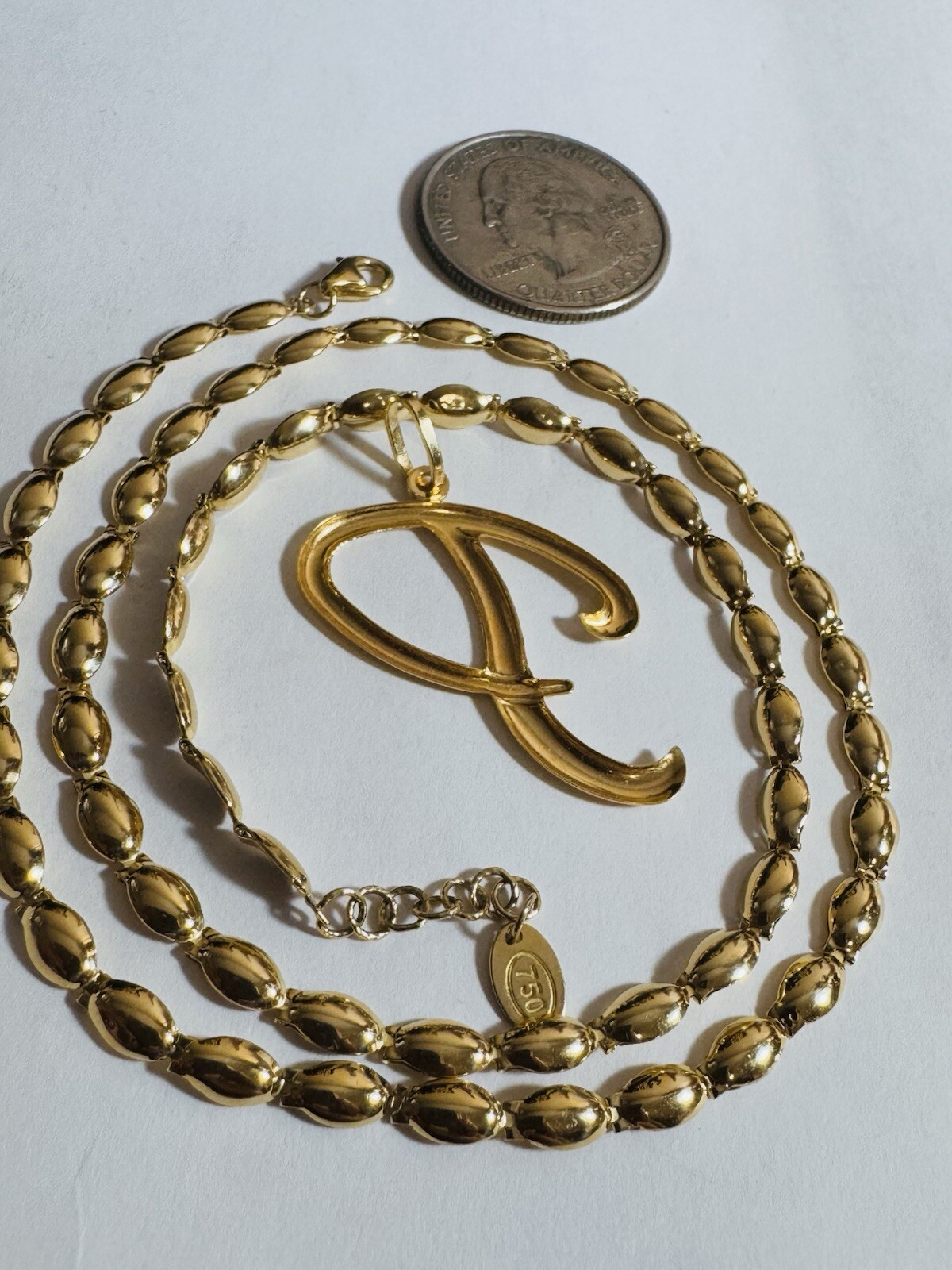 18K 750 Genuine Gold Chain Oval Link P Necklace 17”/18” Long 9.5g 3.5mm