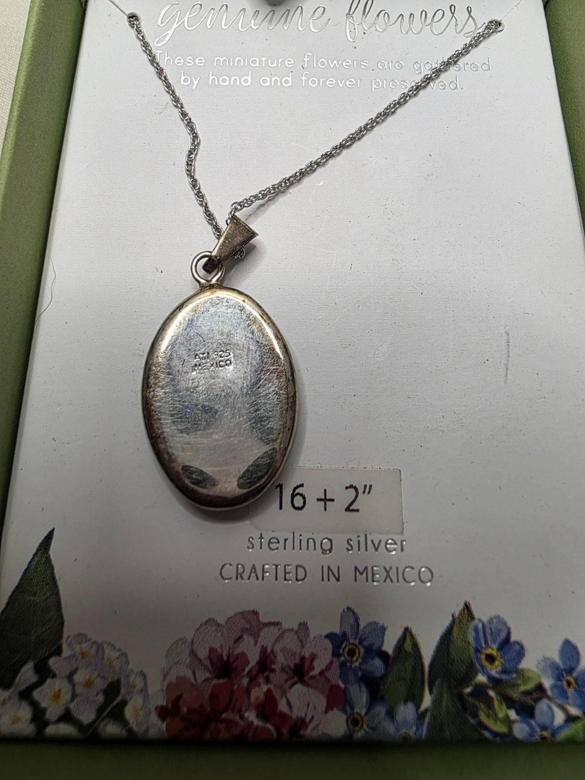 Seed & Sage Sterling Silver Mary Real Flower Necklace Original Box Never Worn