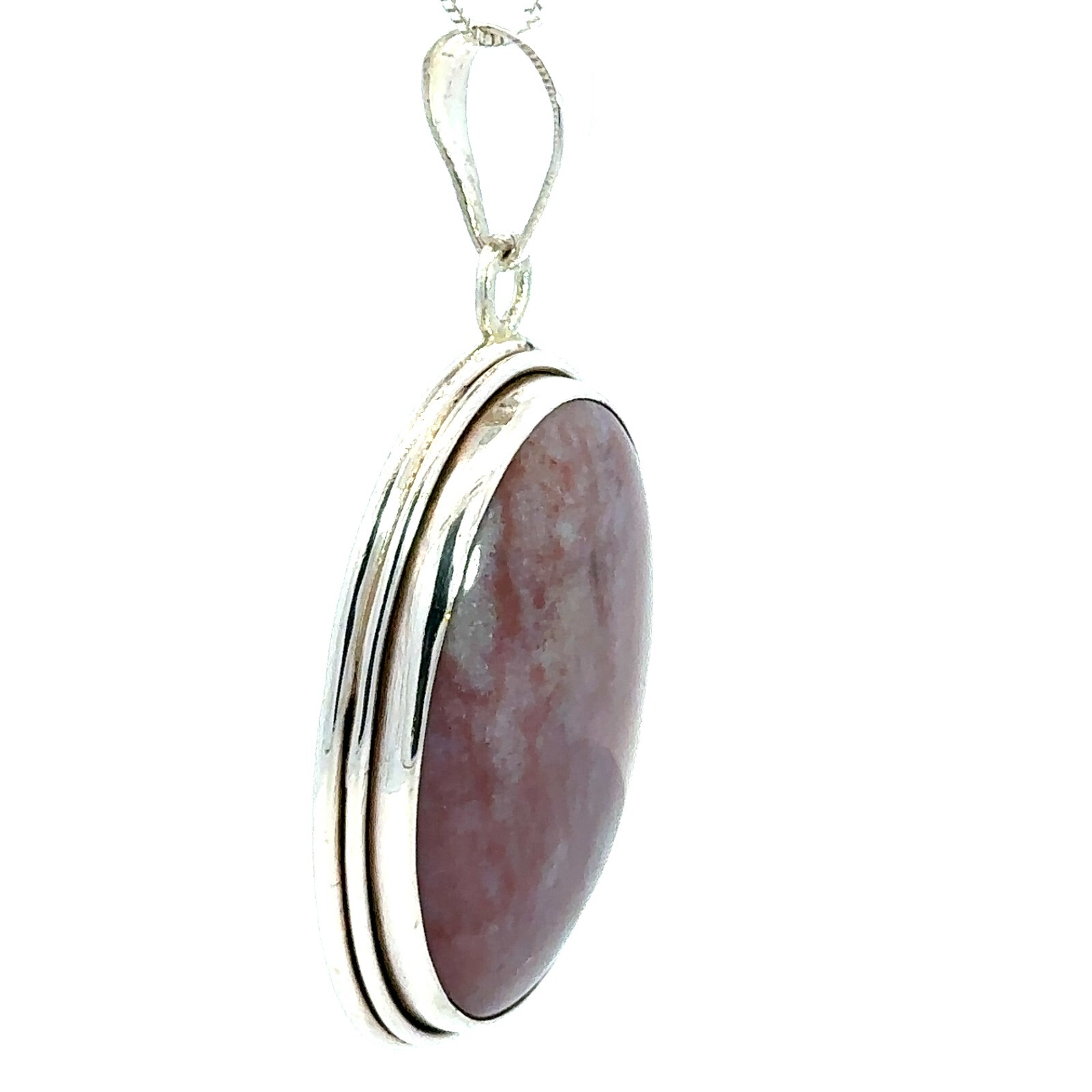 Sterling Silver Agate Pendant (1 3/8 x 2 3/8 Inch)
