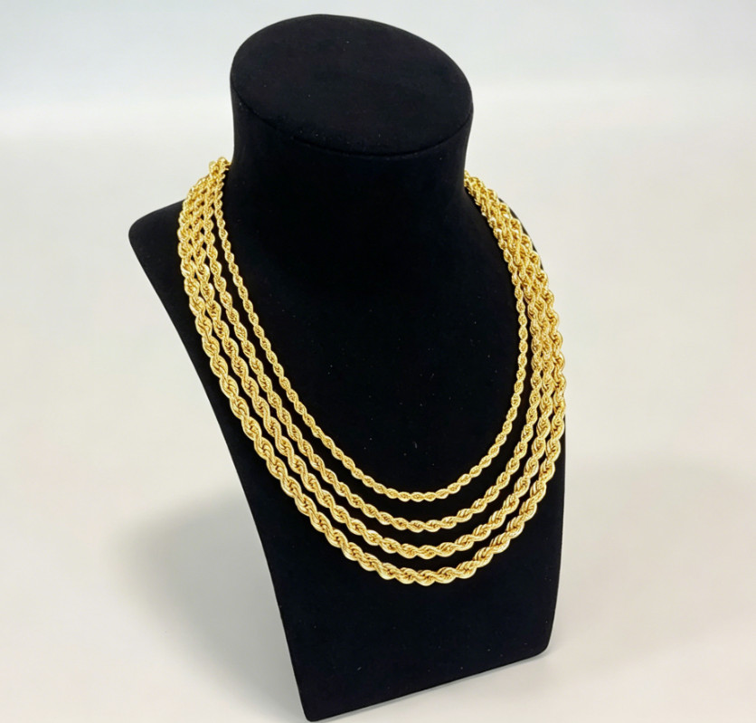 Real 14K SOLID Yellow Gold Rope Chain 1.5-9mm 20-26Inches necklace Lobster Lock