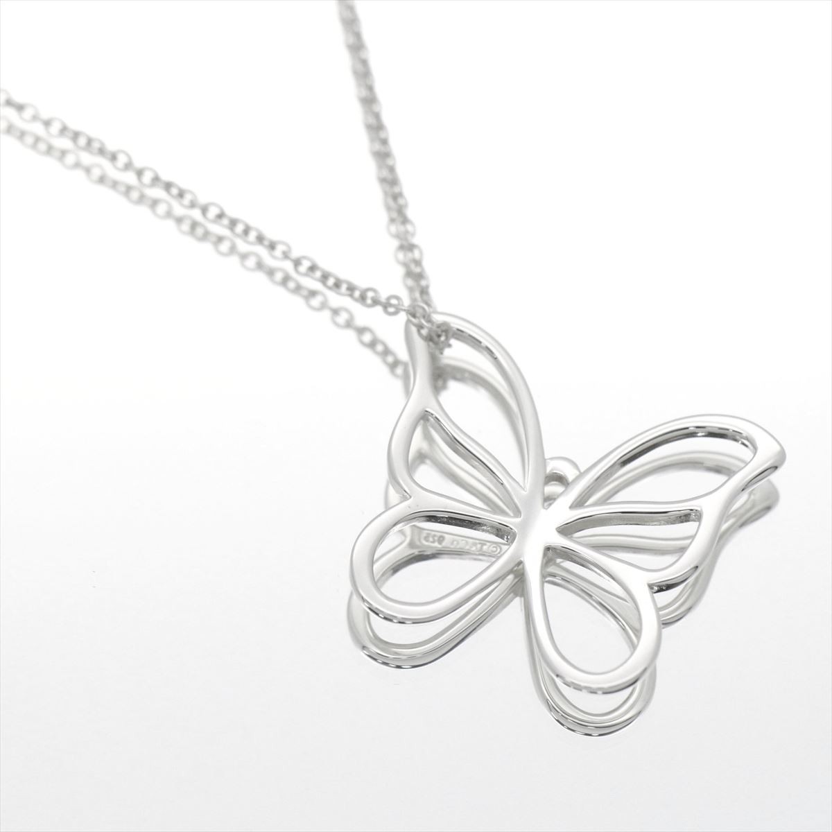 Tiffany & Co. Butterfly Charm Pendant Chain Necklace Silver 40cm 16”