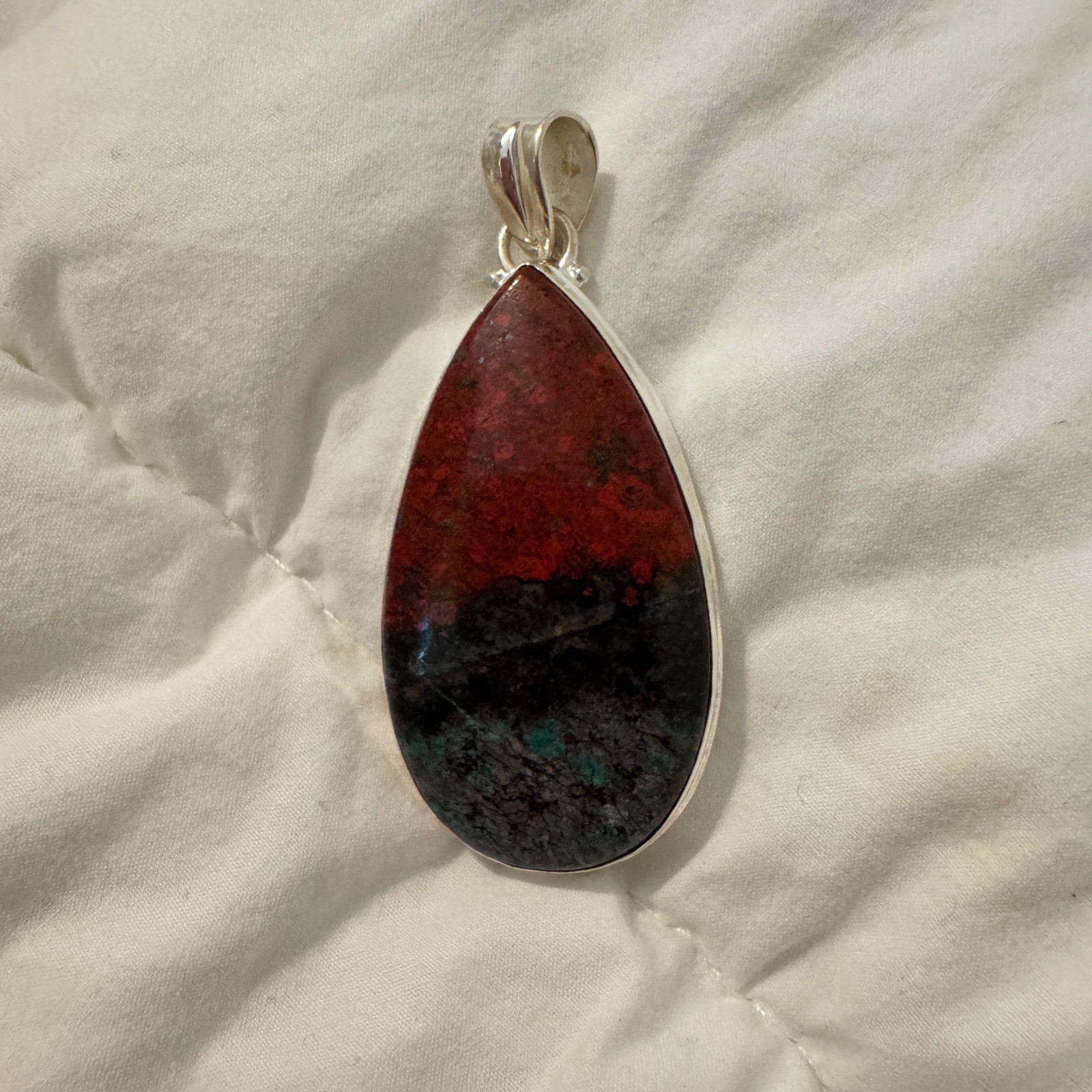 Natural Sonora Sunset Teardrop Pendant 925 Silver – Chrysocolla Cuprite Tenorite
