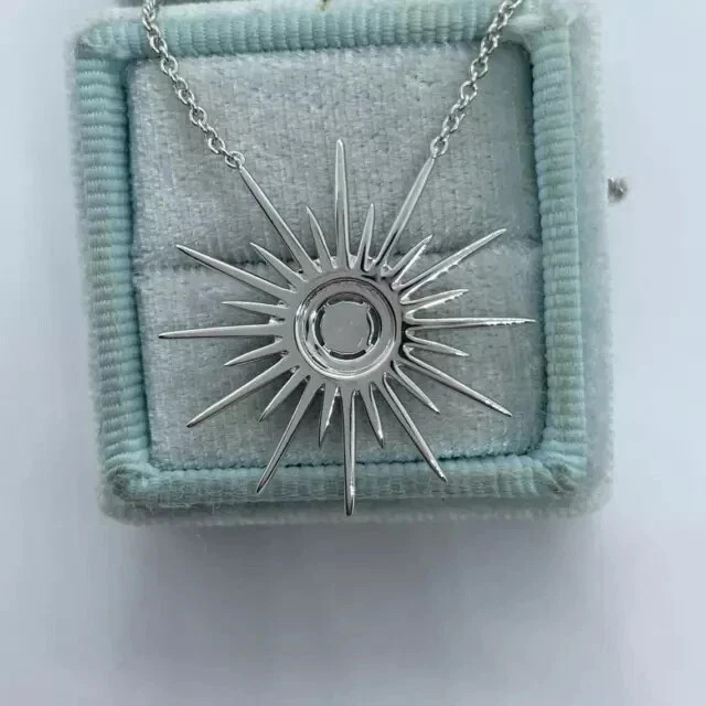 2.00Ct Round Cut VVS1 Starburst Diamond Pendant Free Chain 14K White Gold Finish