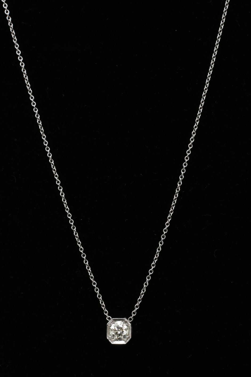 ROUND DIAMOND PENDANT 1CT TCW 18K J COLOR VS2 CLARITY VERY GOOD 16 INCHES LONG