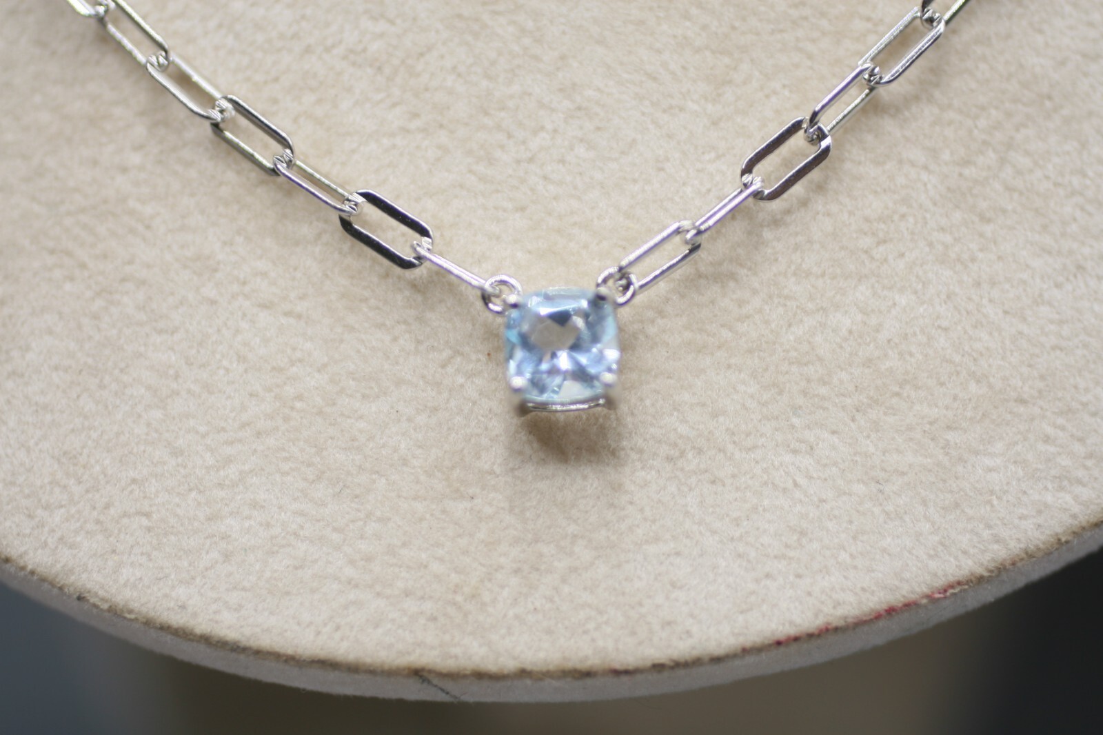 925 Sterling Silver Topaz Paper Clip Chain Rhodium Plated Adjustable S38