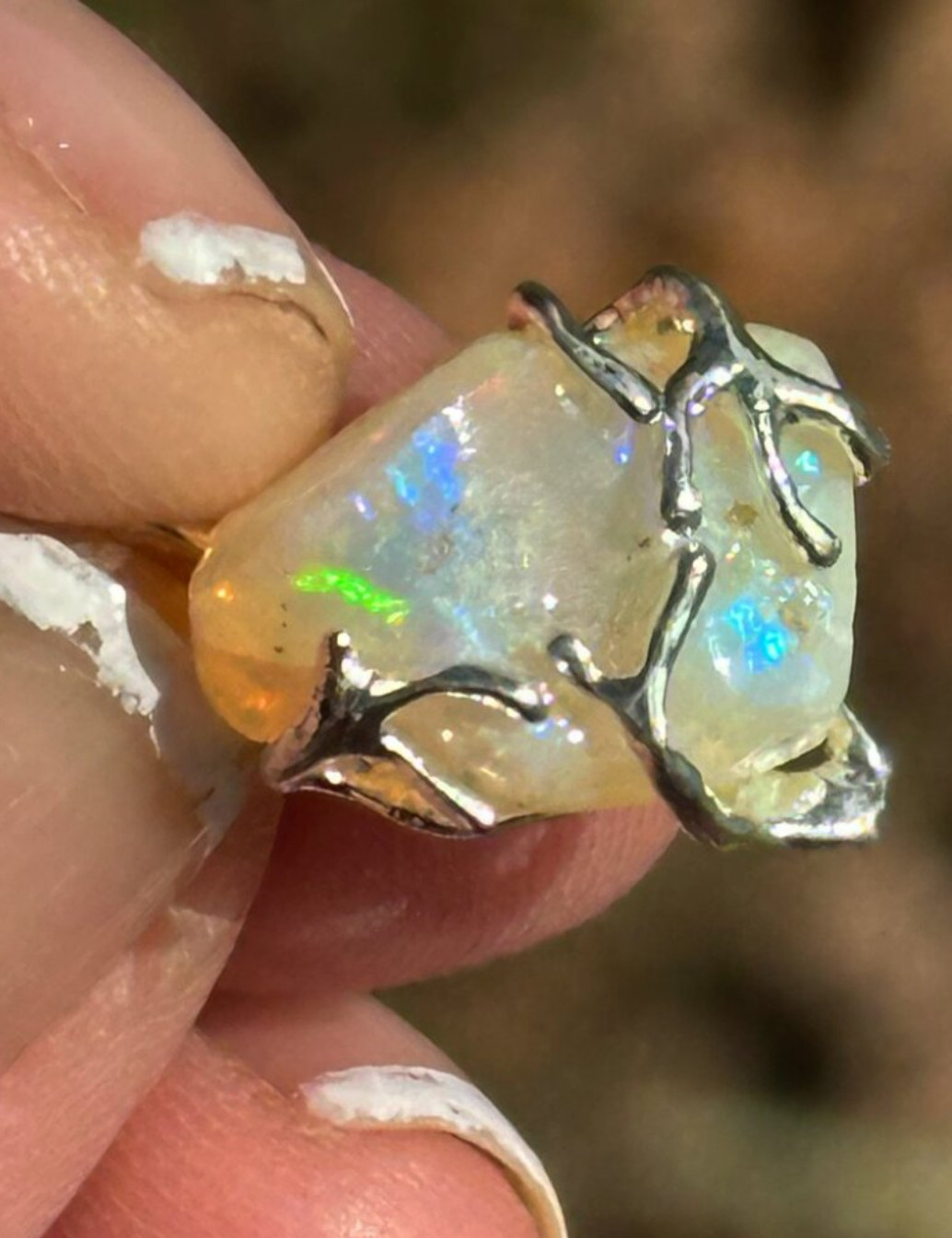Angel Opal Sparkler Silver Necklace
