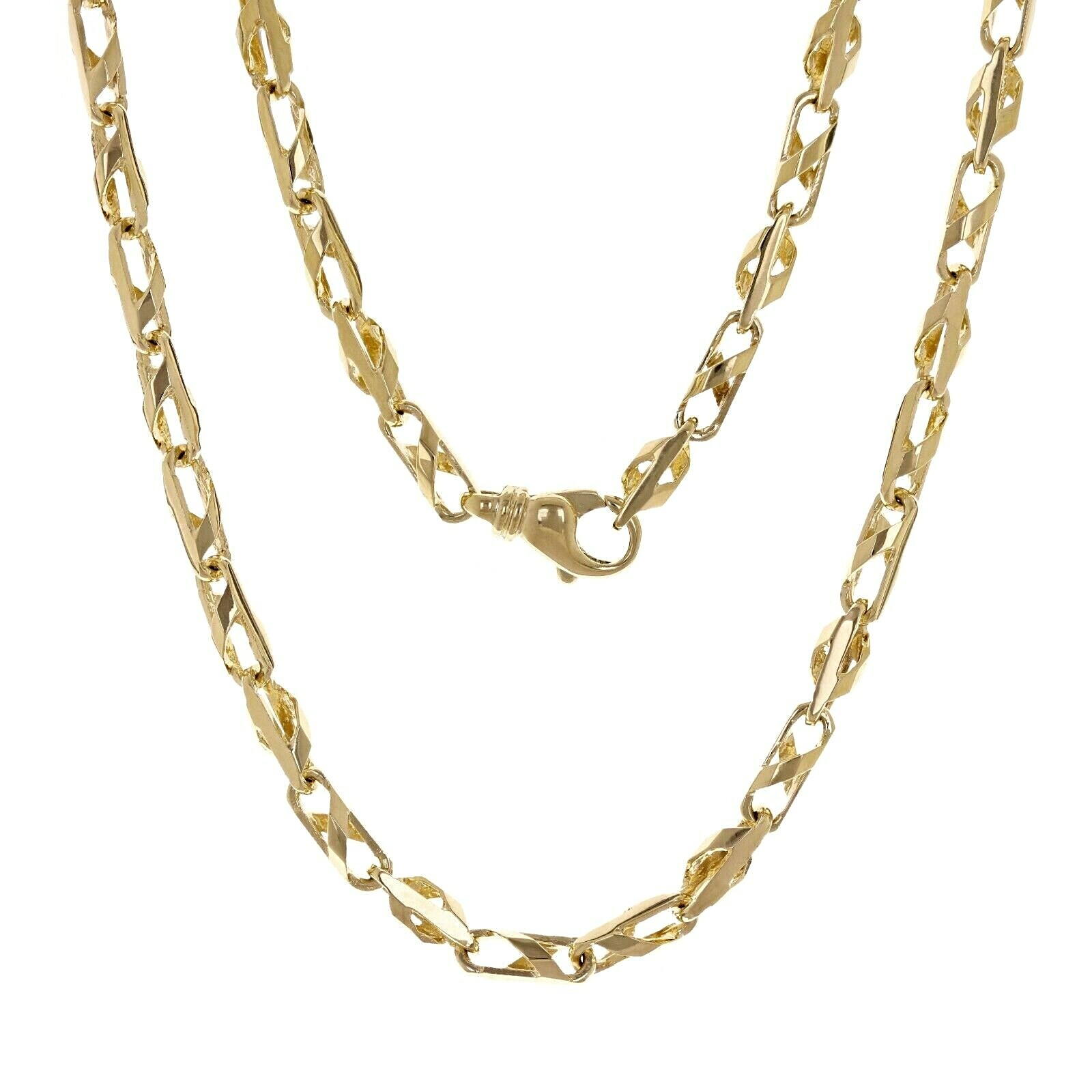 10k Yellow Gold Solid Handmade Fashion Link Necklace 22″ 5.3mm 33 grams