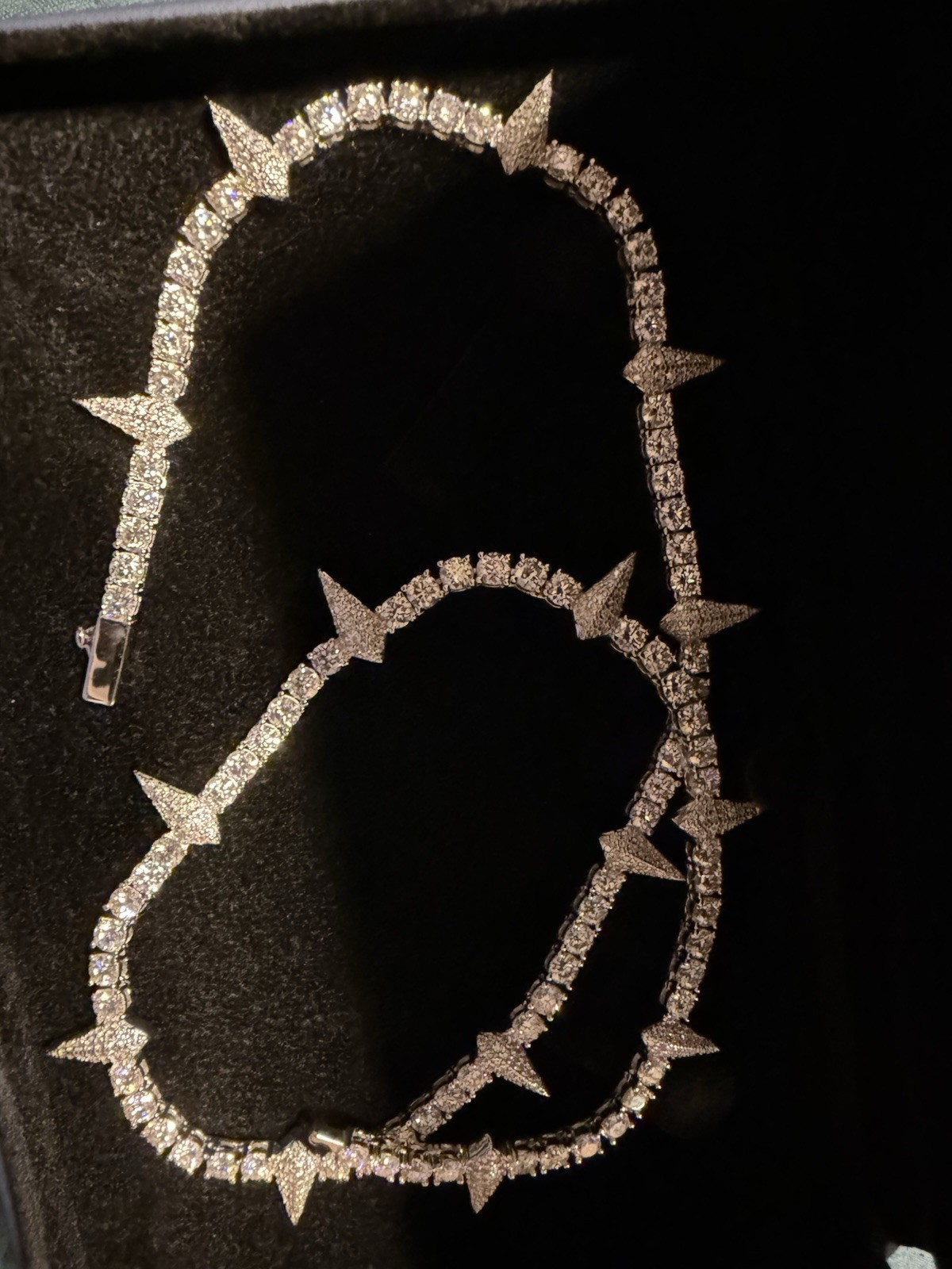 MOISSANITE SPIKED TENNIS CHAIN 14K GOLD