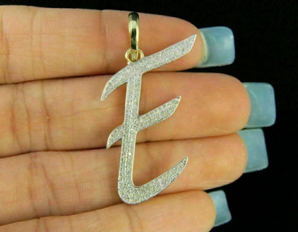 2Ct Round Cut VVS1 Diamond “E” Letter Initial Pendant 14K Yellow Gold Finish