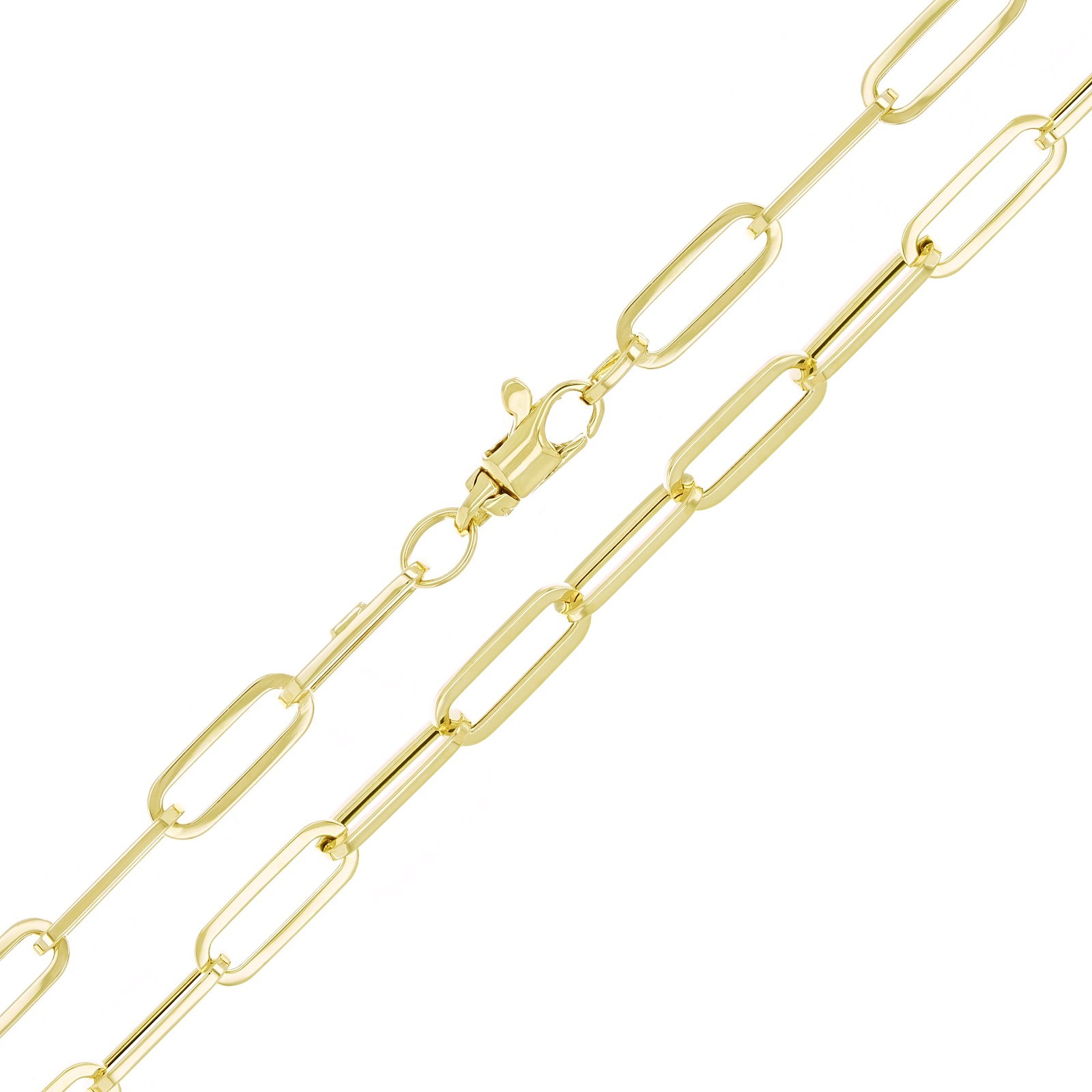 Italian 14k Yellow Gold Hollow Paper Clip Link Chain Necklace 18″ 4.6mm 6.4grams