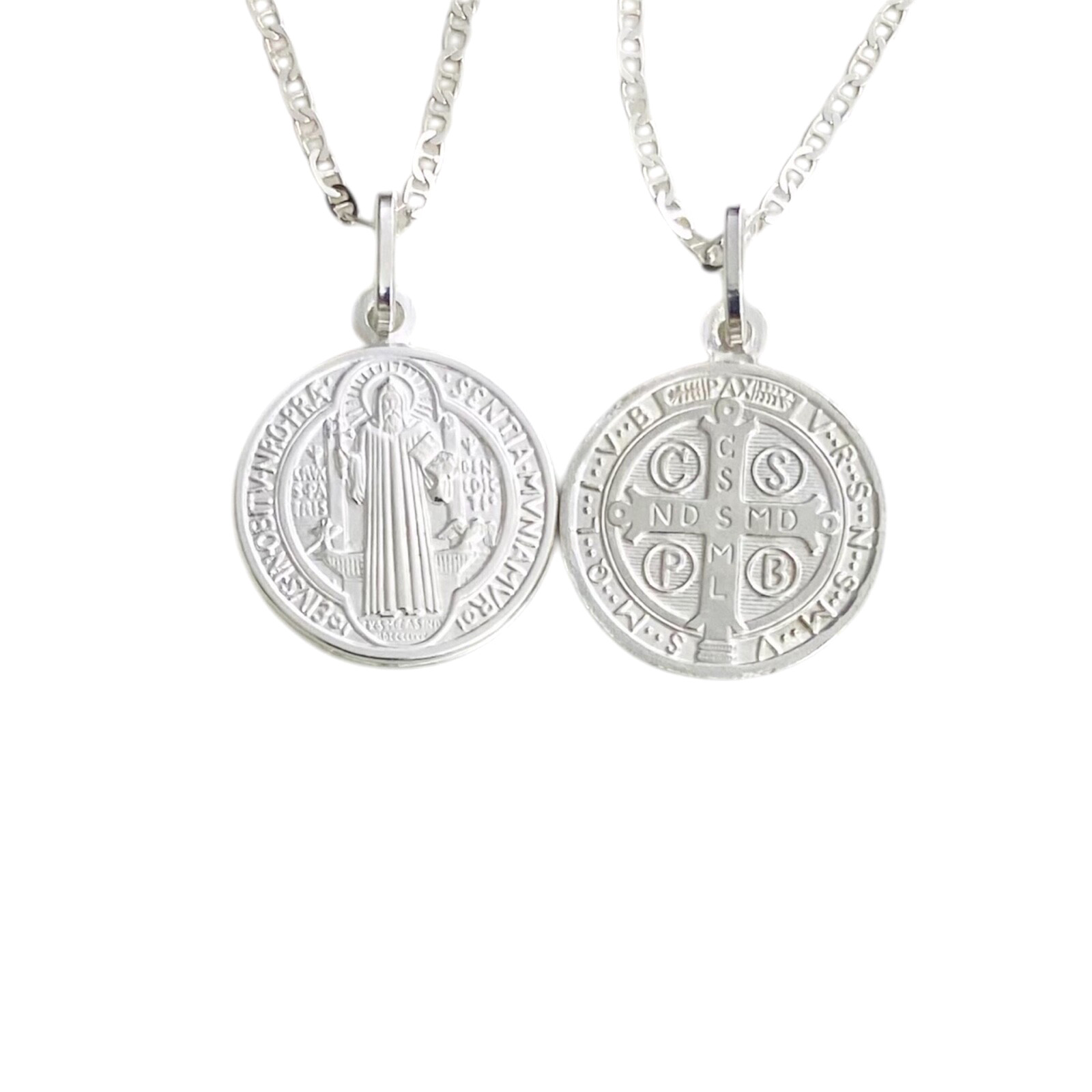 925 Silver Saint Benedict 18mm Pendant Or Necklace Good Luck ,Protection-P158