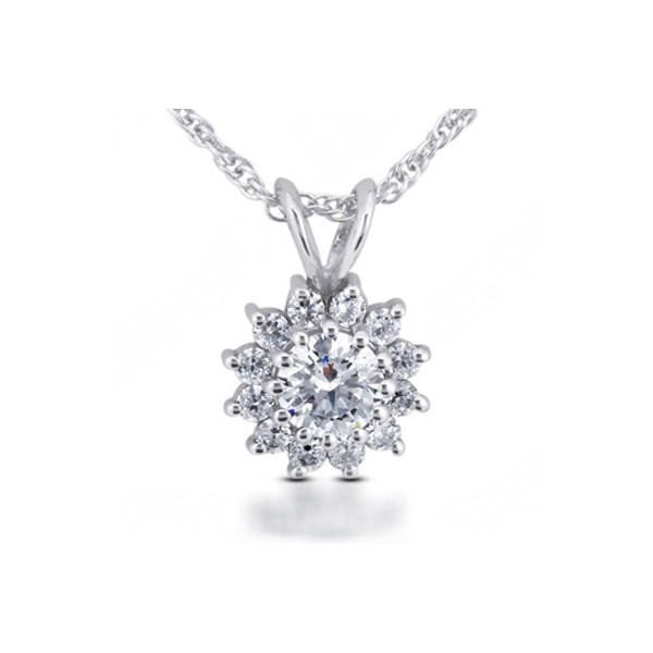 0.53ctw G SI1 Round Brilliant Earth Mined Certified Diamonds White Gold Pendant