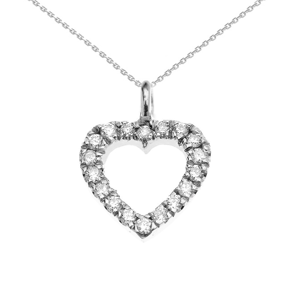 14K Gold Diamond Heart Pendant Necklace (Available in Yellow/Rose/White Gold)
