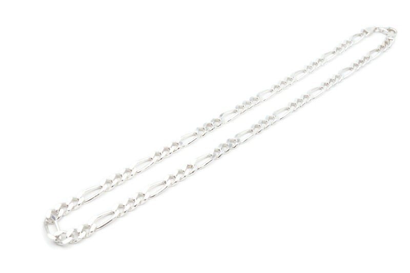 Sterling Silver 925 Figaro Necklace Chain 17.75″ Italy 5.5mm