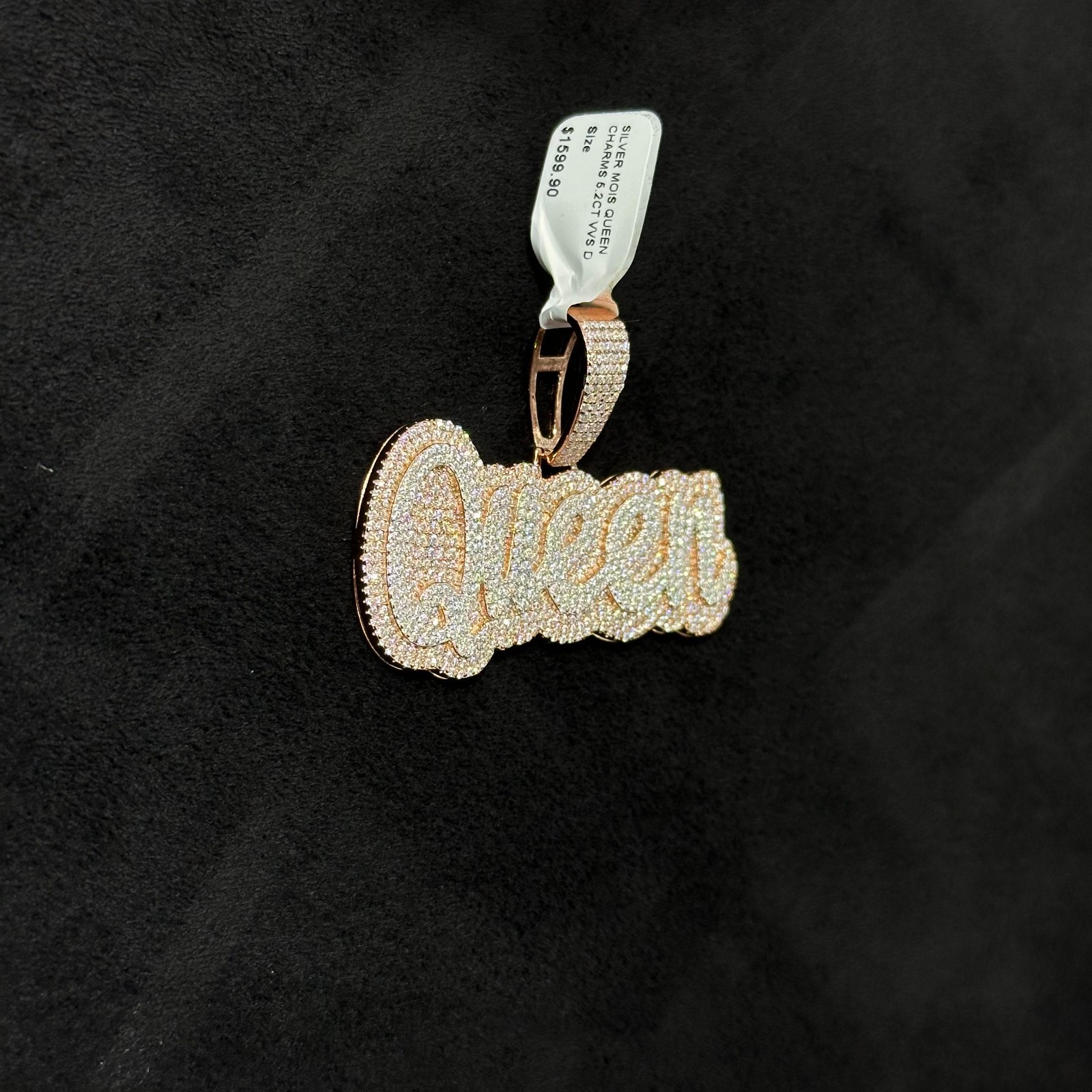 Rose Gold Coated Queen Charm .925 Silver Moissanite 5.2 CTW VVS D