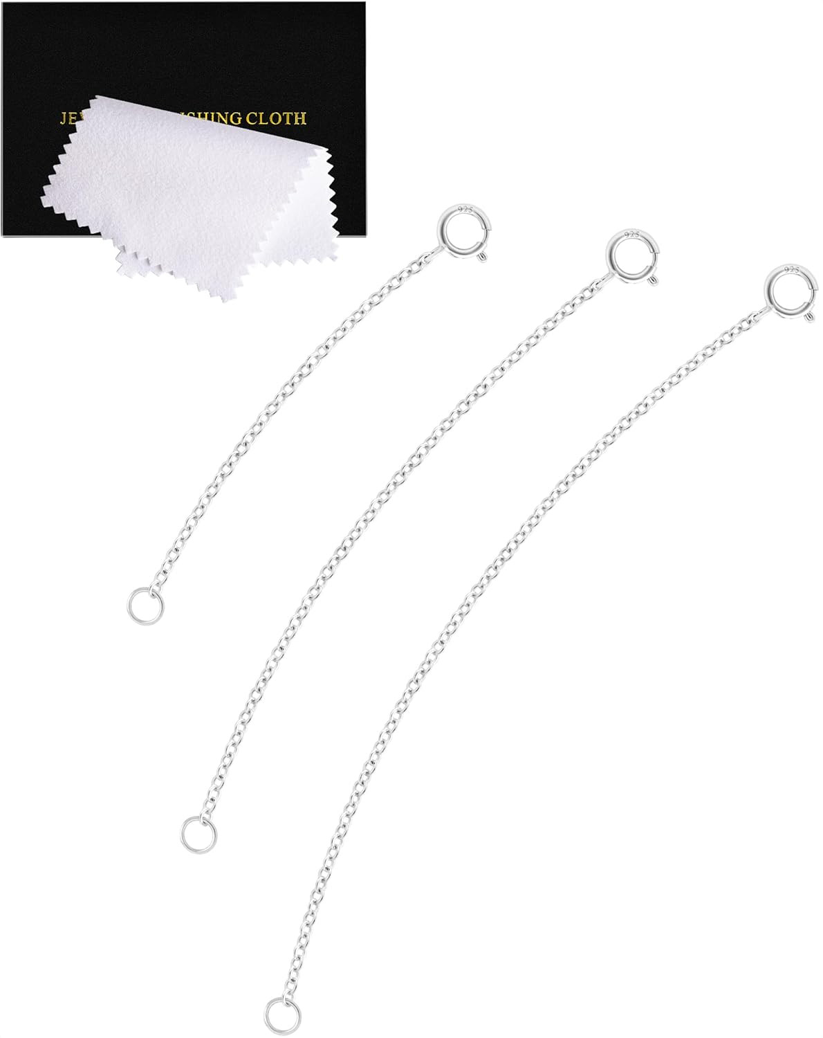 925 Sterling Silver Necklace Extender Sterling Silver Necklace Chain Extenders