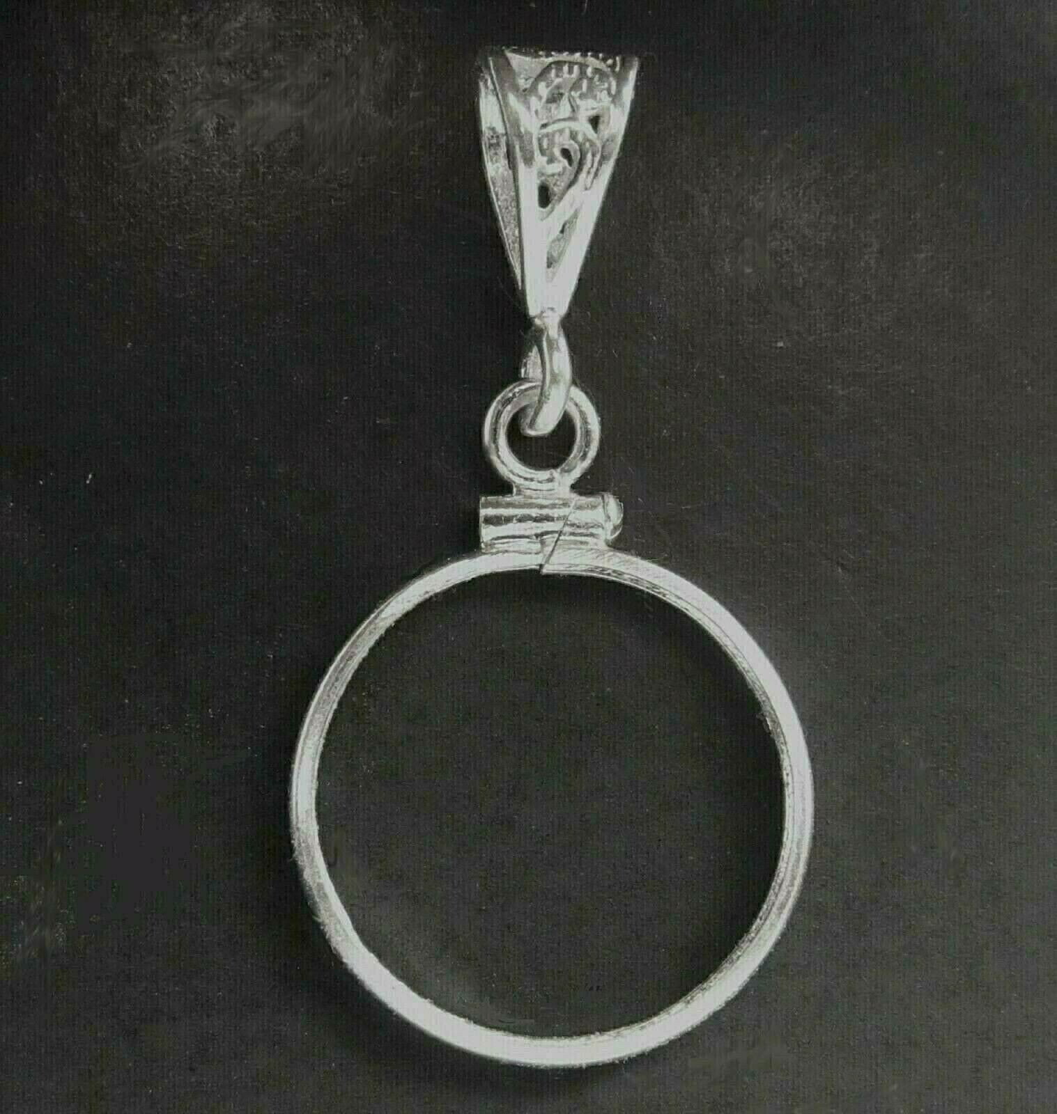 Coin Bezel Mount U.S. CENT Penny Reeded Edge Sterling Silver Small Filigree Bail