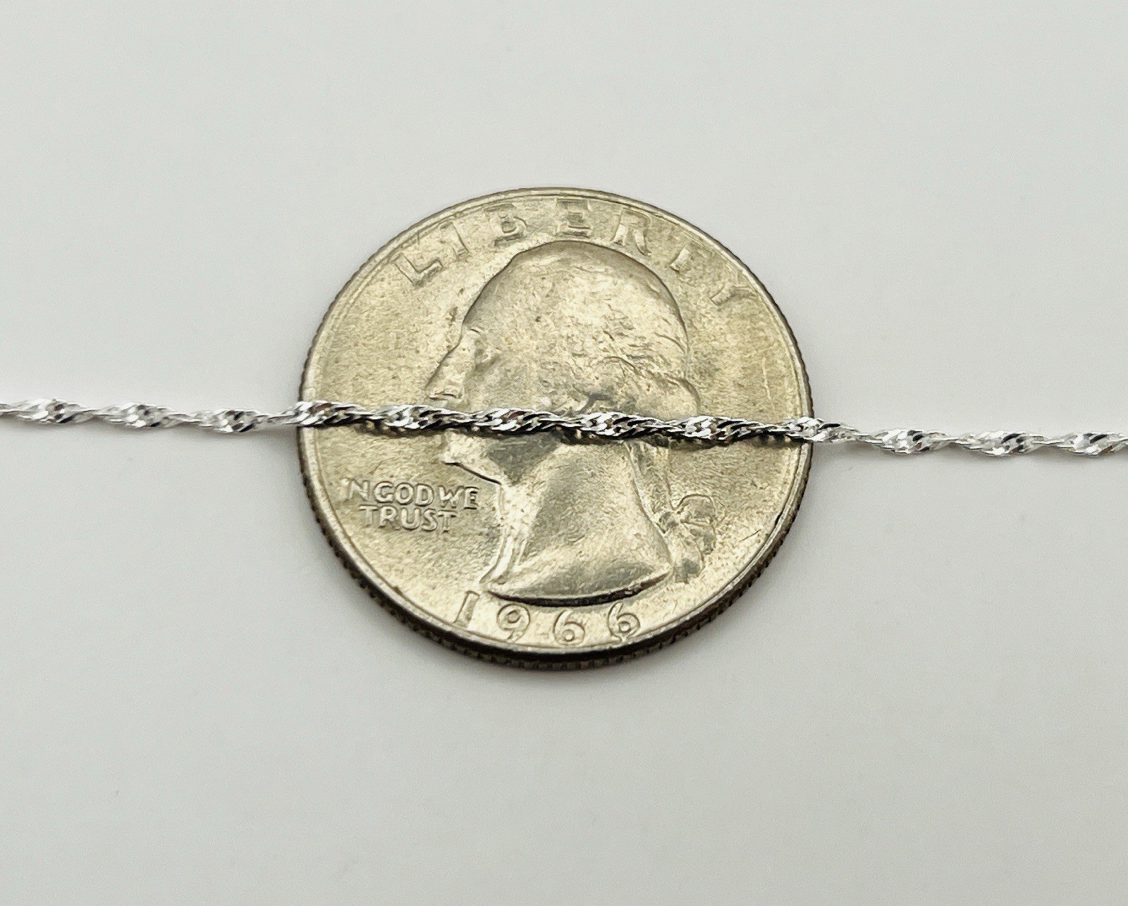 Sterling Silver 1mm Singapore Link Chain Necklace 18 Inches