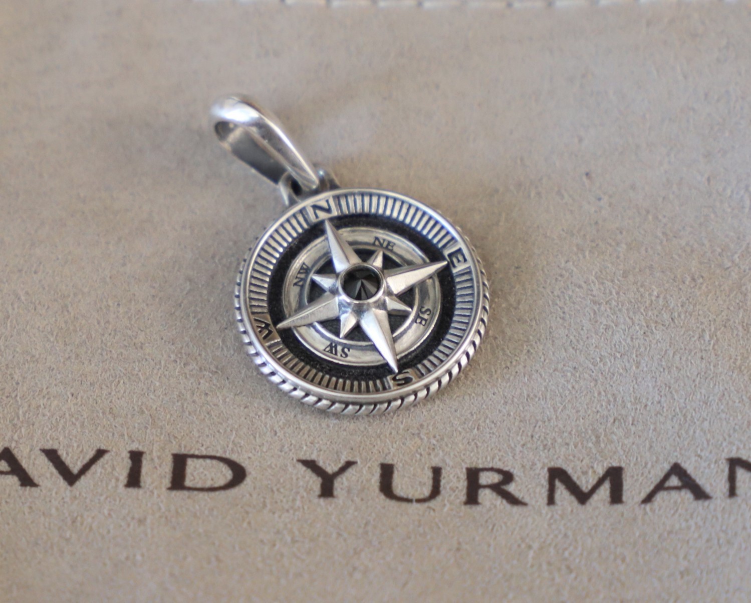 David Yurman Men’s Sterling Silver Compass Amulet Pendant with DY Box