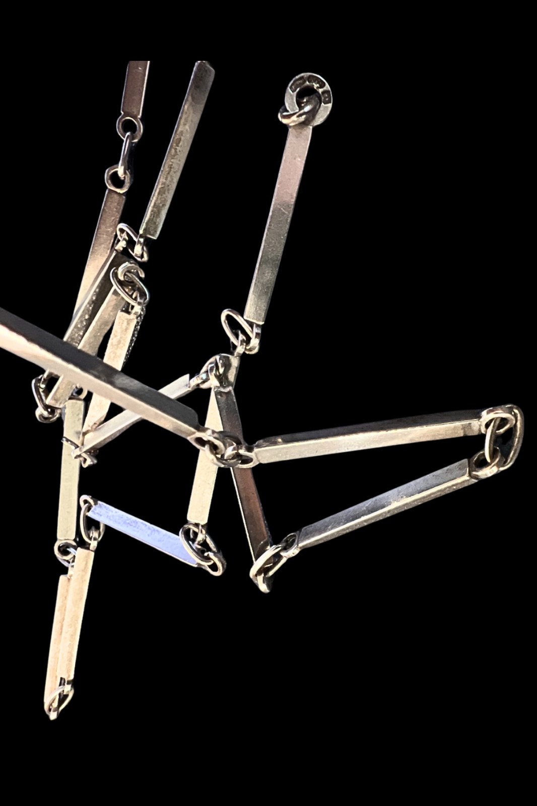 Vintage UnoAErre 800 Silver Geometric Triangle Bar Link Necklace Italy 28.5″ 29g
