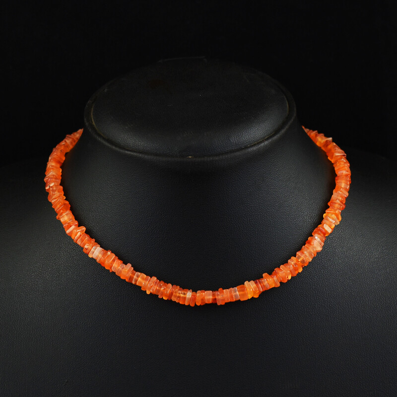116 Cts Earth Mined Orange Carnelian Heishi Beads Necklace Jewelry JK 09E321