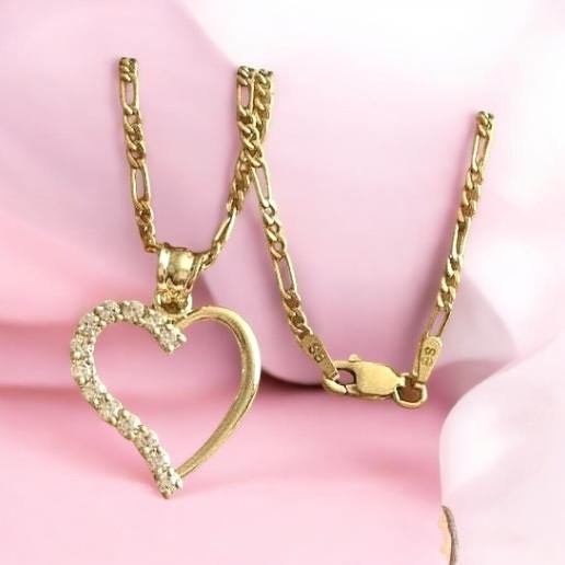 10K Real Gold Heart Love Charm 18″ Necklace, 10k Solid Gold 25mm Heart – GP06-1