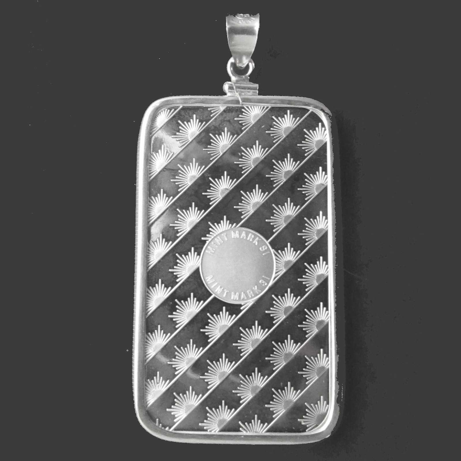 Pendant 1 oz .999 Sunshine Silver Bar Coin Edge Sterling Silver Bar Bezel BU New