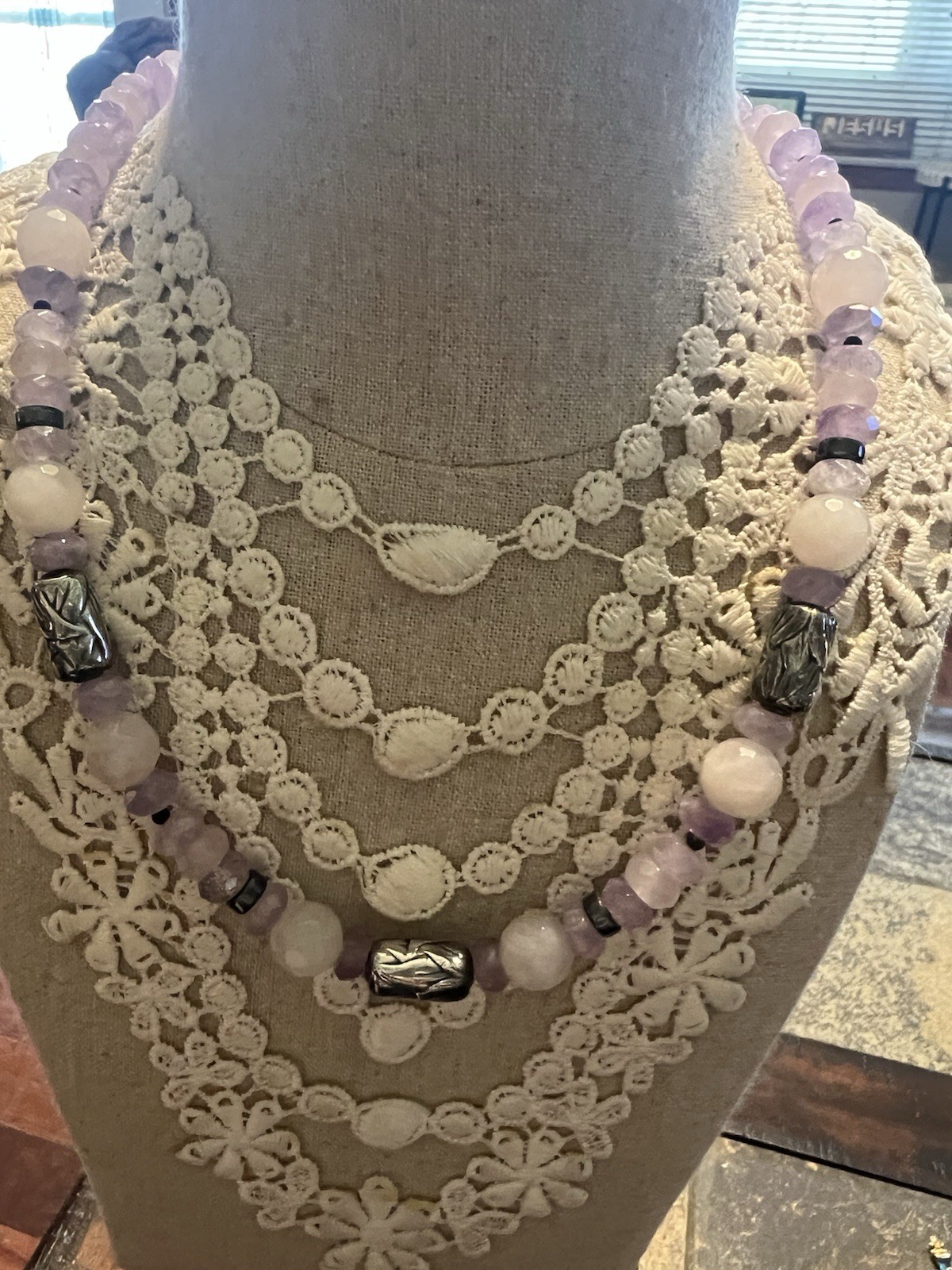 Made In Israel Unbranded Silver ? Amyethist ? Beads Necklace NWT