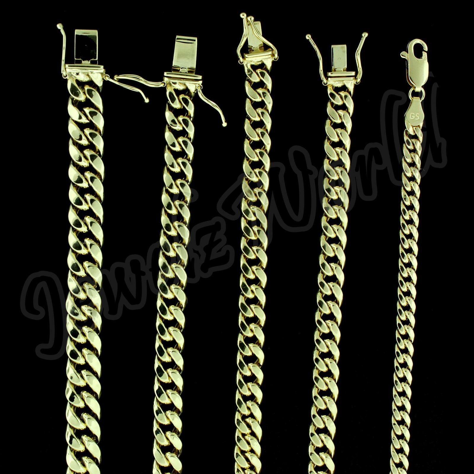 Real 10K Yellow Gold 5mm-10mm Miami Cuban Link Chain Bracelet Necklace