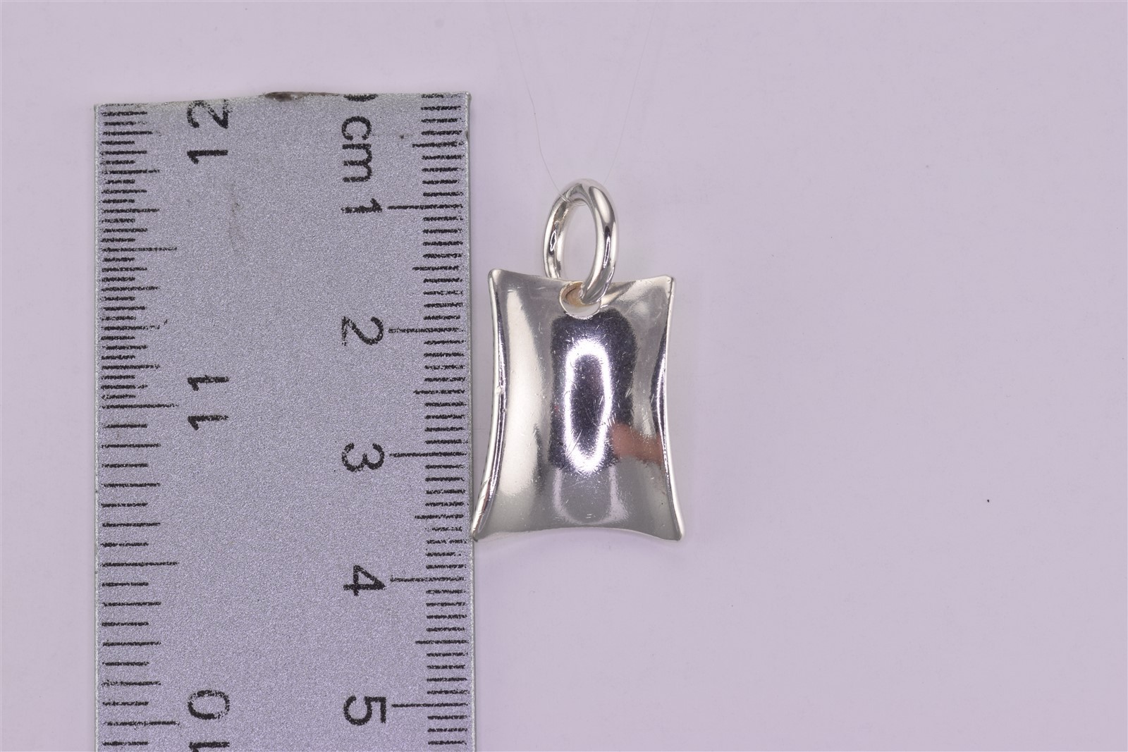 Sterling Silver 20mm x 16mm Polished Concaved Modernist Rectangle 925 Pendant