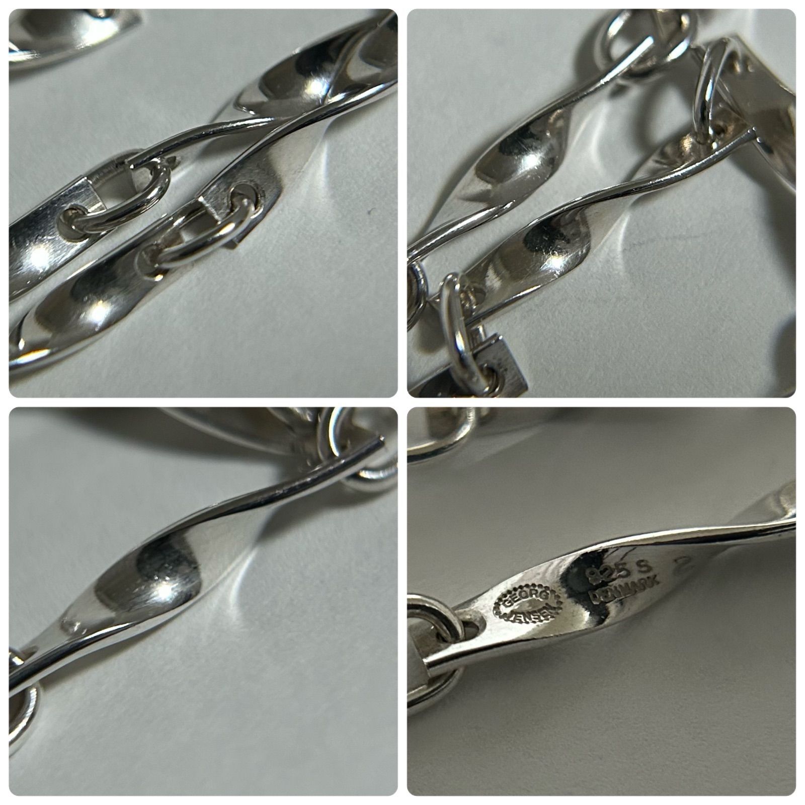 Georg Jensen #283C Twist Long Necklace Silver 925 Danish Modern 70cm w/Box Auth
