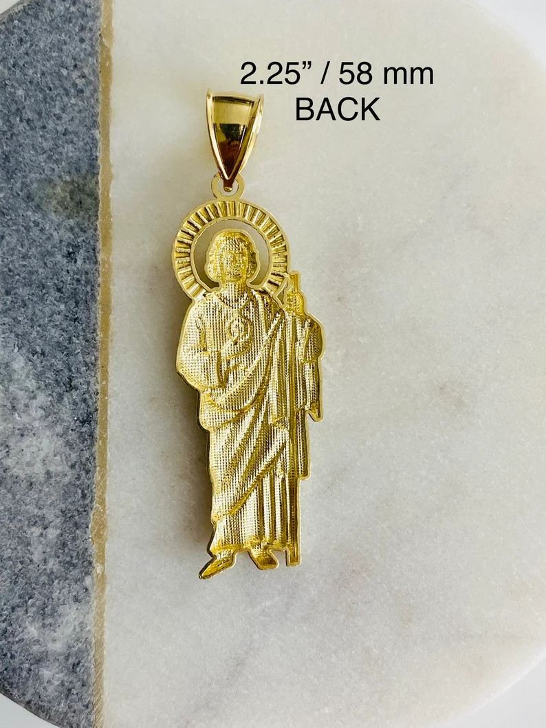 10K Real Solid Gold 2.25″ Saint Jude Thaddeus Pendant/ San Judas Oro Real- G114