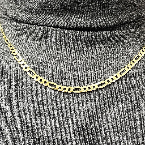 Solid 14K Yellow Gold Over Silver 4.5mm Figaro Chain Necklace 16″ – 24″