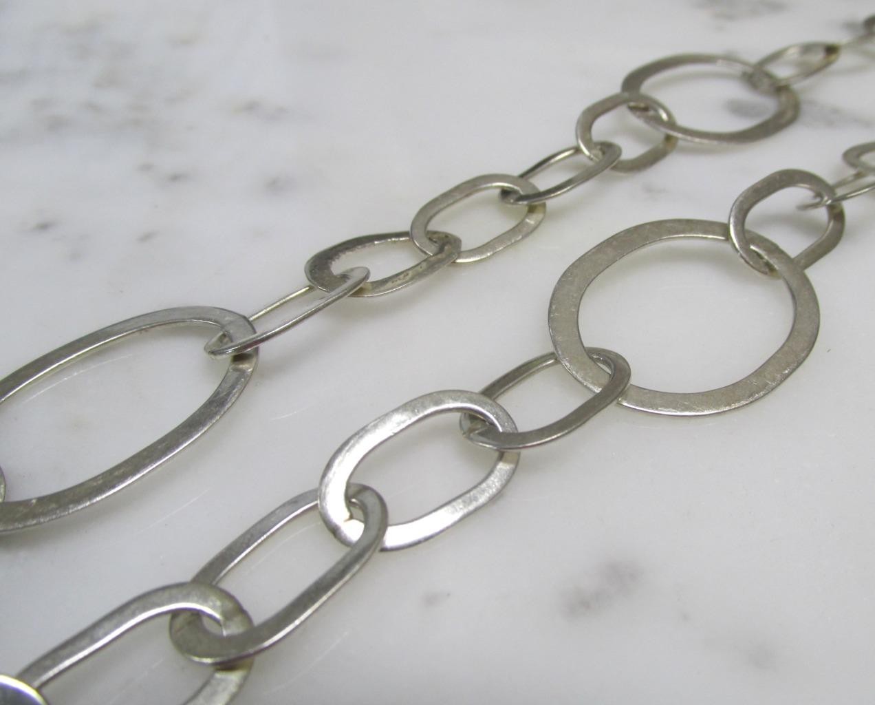 Long Sterling Silver Oval Link Chain / Necklace ~ 34″ ~ 49.2grams ~ 3-D430