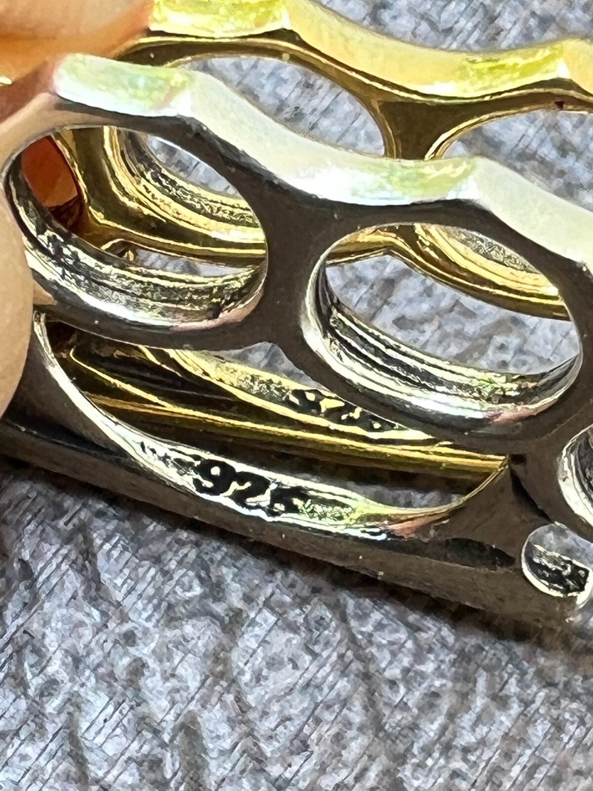 Real 925 Silver / 14k Gold Plated Brass Knuckle Oxidized Pendant Necklace Charm