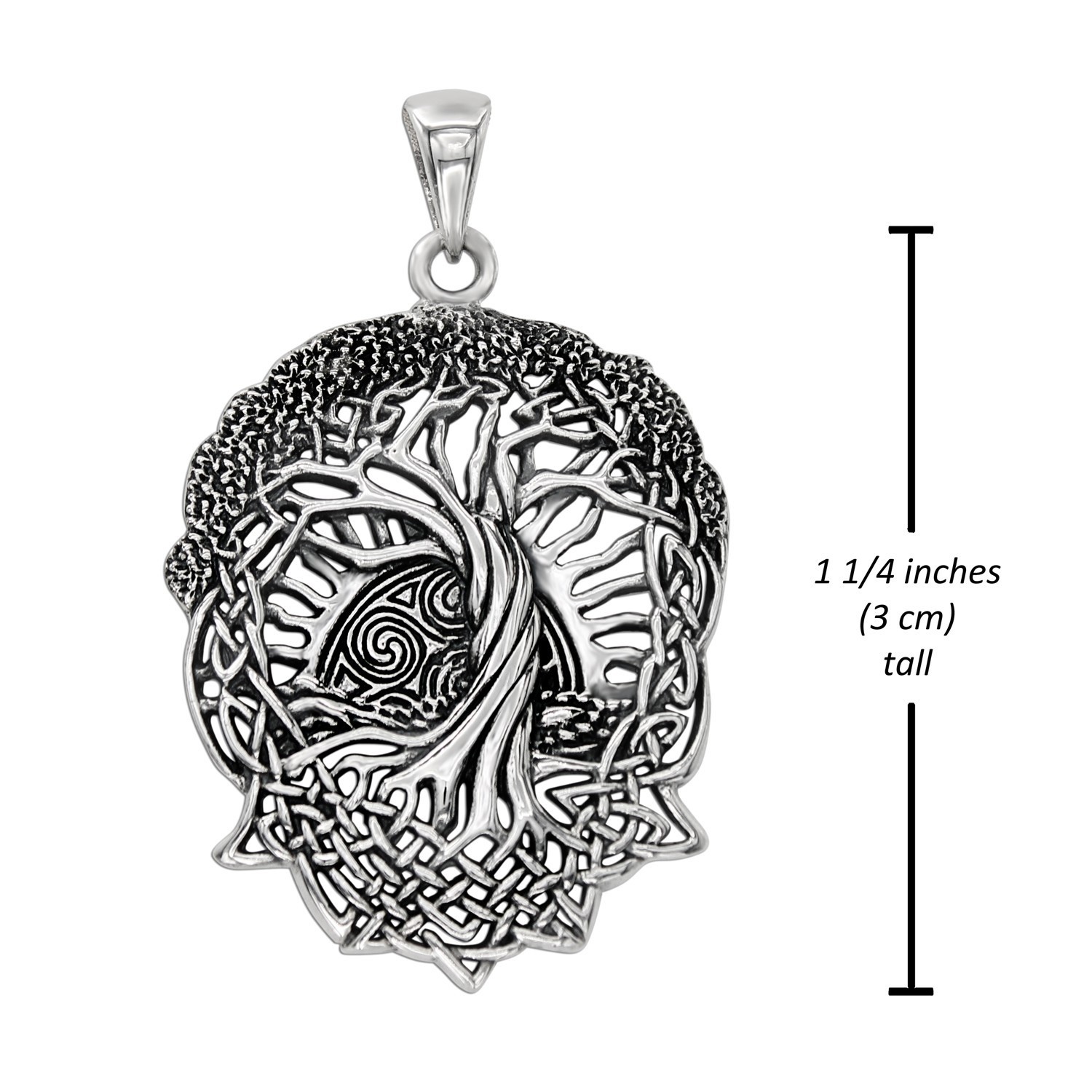 Tree of Life Pendant Sterling Silver Celtic Knot Jewelry Yggdrasil Sun Moon