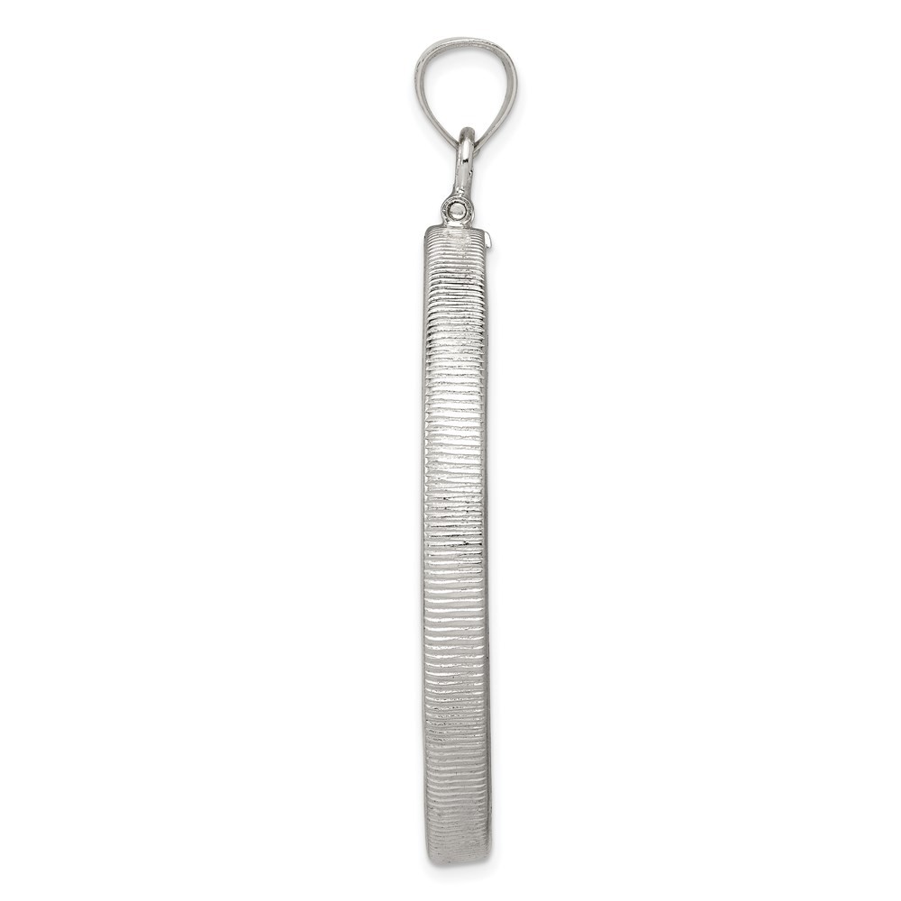 Sterling Silver Polished 40.6 x 3.1mm Screw Top Coin Bezel Pendant L-2.11 Inch