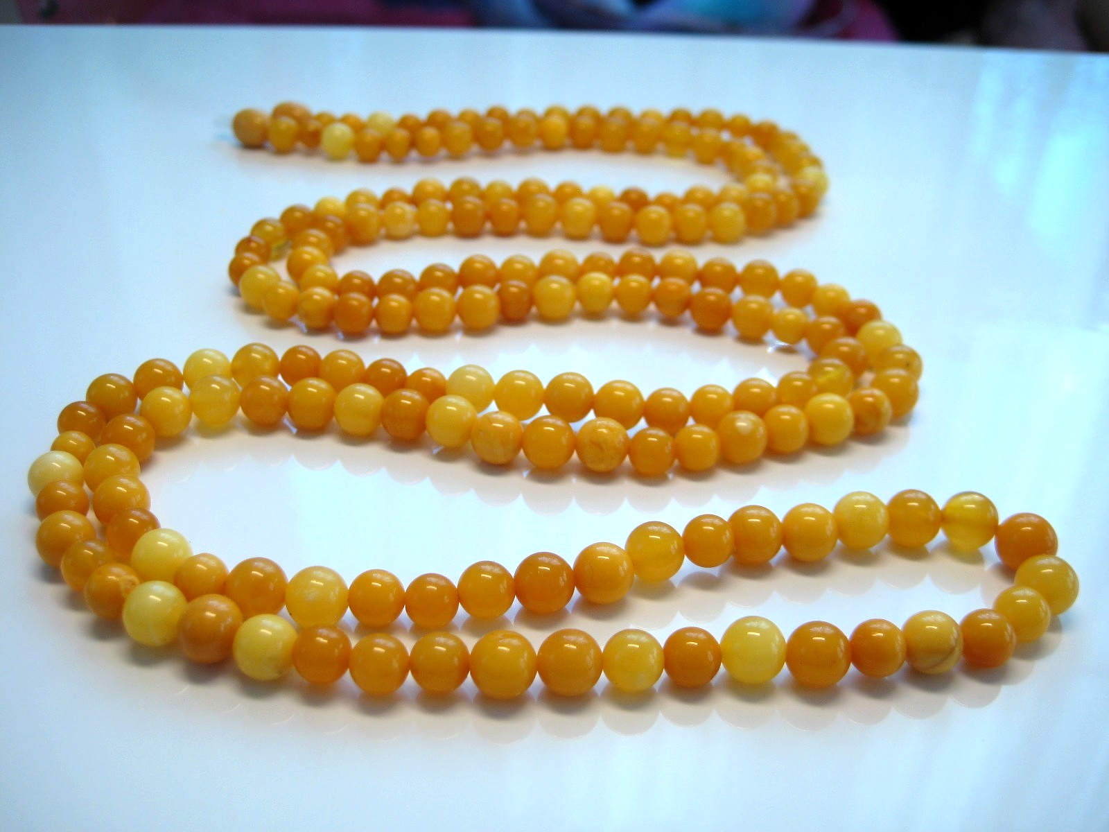 Genuine Round Butterscotch Amber Baltic Amber Necklace 41 inches 185 Beads !!!