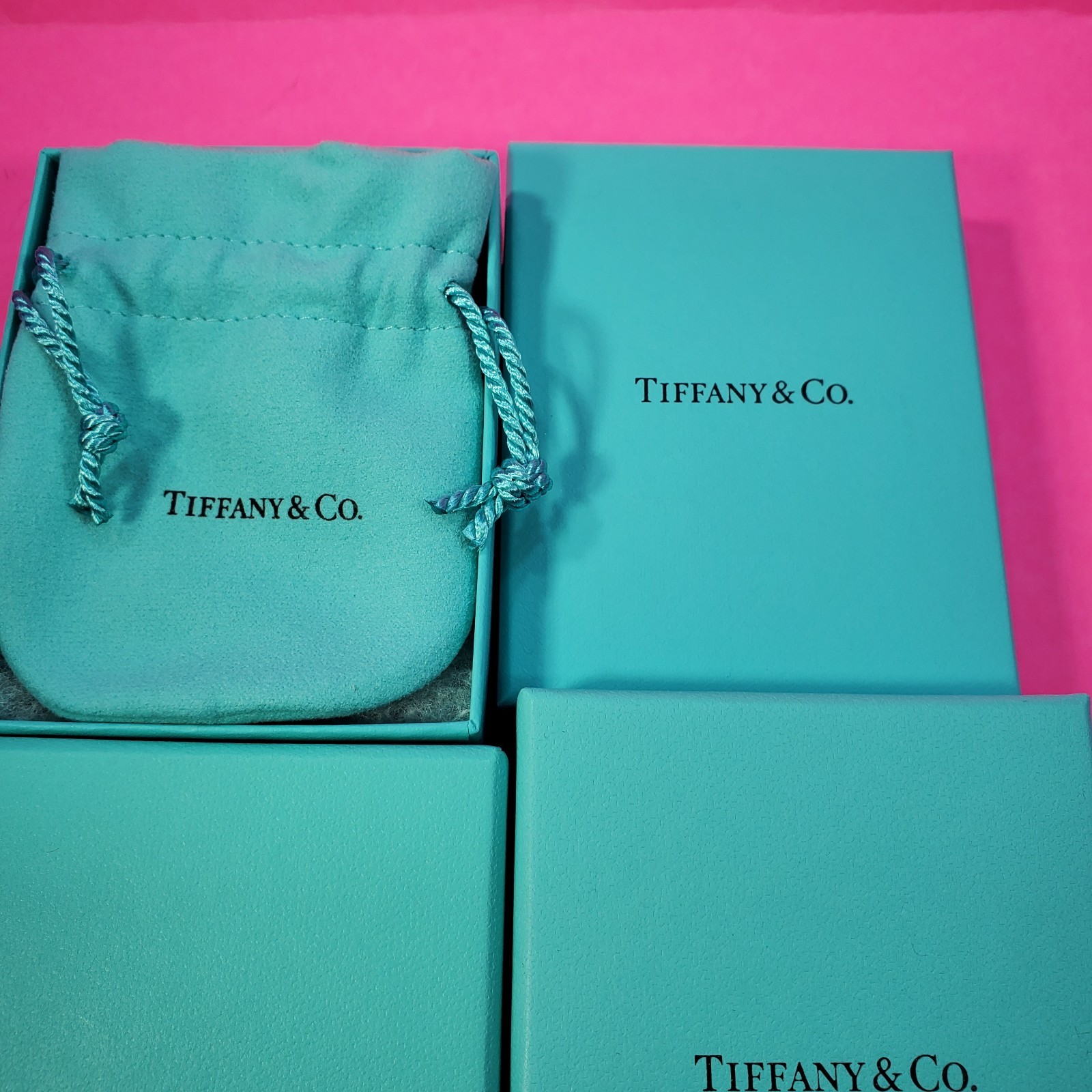 (3) Tiffany & Co Blue Empty Jewelry Boxes w/Original Cotton 3×4