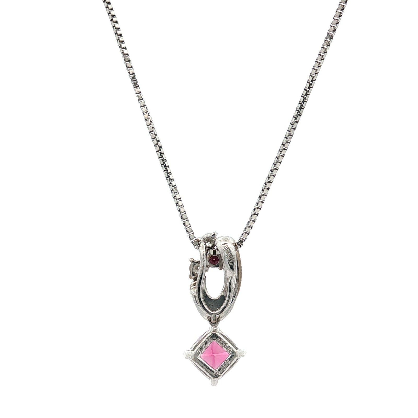 18k Gold & Platinum Pink Spinel Diamond Drop Pendant Adjustable Chain Necklace